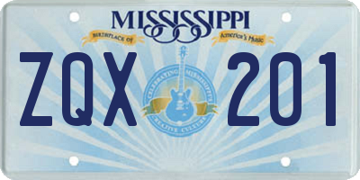 MS license plate ZQX201