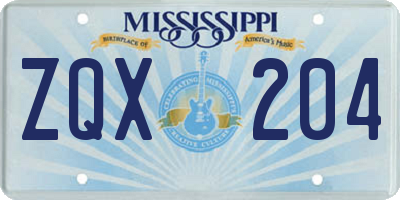 MS license plate ZQX204