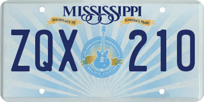 MS license plate ZQX210