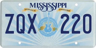 MS license plate ZQX220