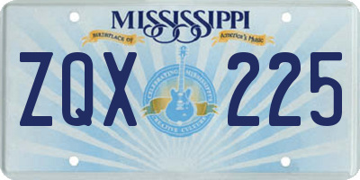 MS license plate ZQX225