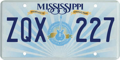 MS license plate ZQX227