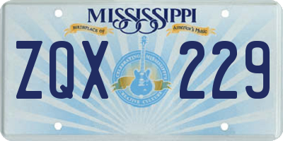 MS license plate ZQX229