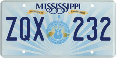 MS license plate ZQX232
