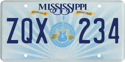 MS license plate ZQX234