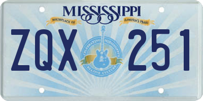 MS license plate ZQX251