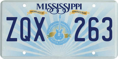 MS license plate ZQX263