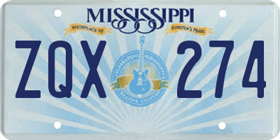 MS license plate ZQX274