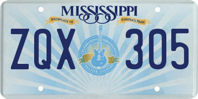MS license plate ZQX305