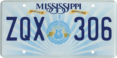 MS license plate ZQX306