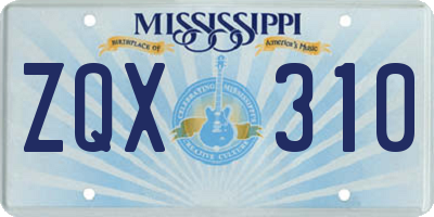 MS license plate ZQX310