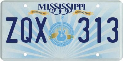 MS license plate ZQX313