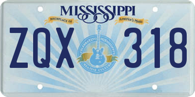 MS license plate ZQX318
