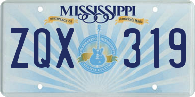 MS license plate ZQX319