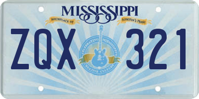 MS license plate ZQX321