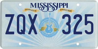 MS license plate ZQX325