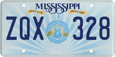 MS license plate ZQX328