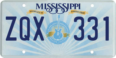 MS license plate ZQX331