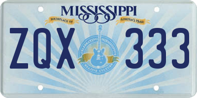 MS license plate ZQX333
