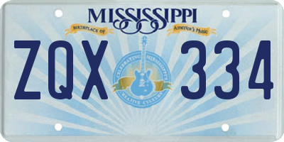 MS license plate ZQX334