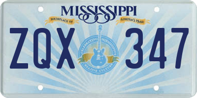MS license plate ZQX347
