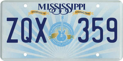 MS license plate ZQX359
