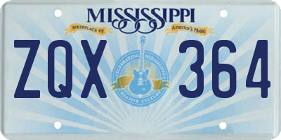 MS license plate ZQX364