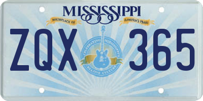 MS license plate ZQX365