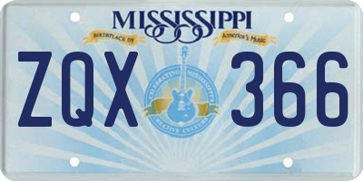 MS license plate ZQX366