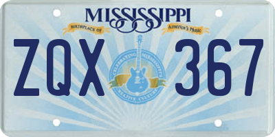 MS license plate ZQX367