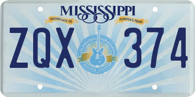 MS license plate ZQX374