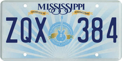 MS license plate ZQX384