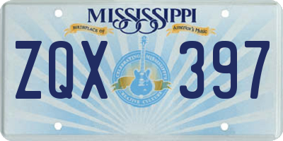 MS license plate ZQX397