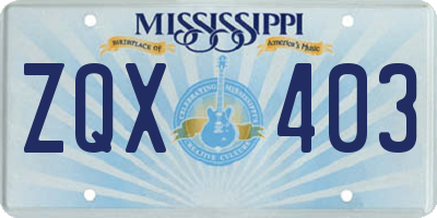 MS license plate ZQX403