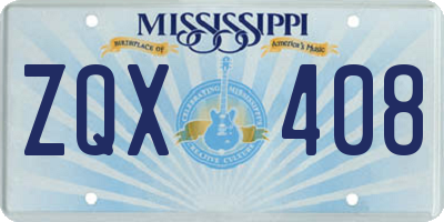 MS license plate ZQX408
