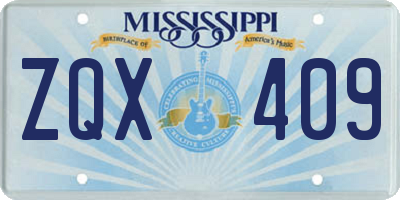 MS license plate ZQX409