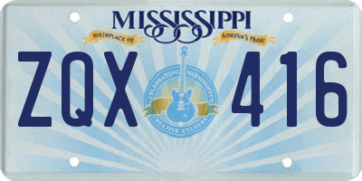 MS license plate ZQX416