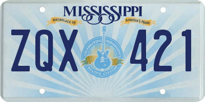 MS license plate ZQX421