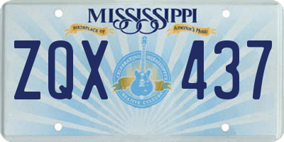 MS license plate ZQX437