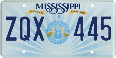 MS license plate ZQX445