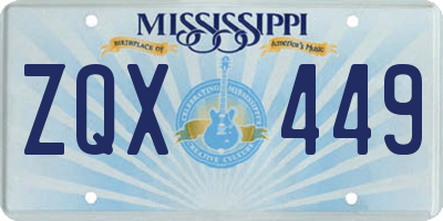 MS license plate ZQX449