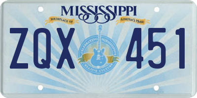 MS license plate ZQX451