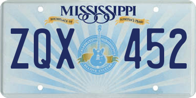 MS license plate ZQX452