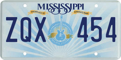 MS license plate ZQX454