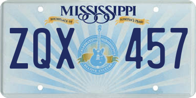MS license plate ZQX457