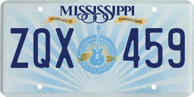 MS license plate ZQX459