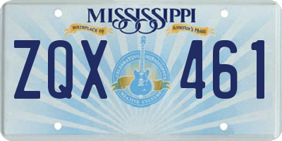 MS license plate ZQX461