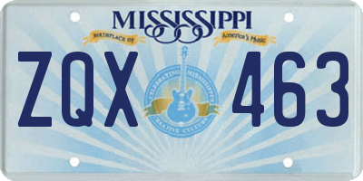 MS license plate ZQX463