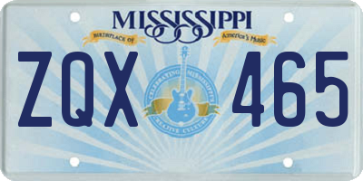 MS license plate ZQX465