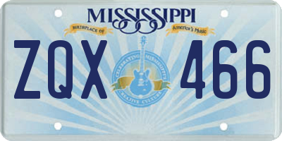 MS license plate ZQX466
